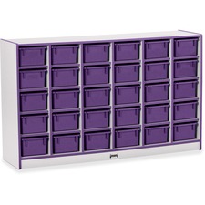 Cubbie Storage Unit, w/30 Bins, 29.5"x48"x15", PE Edge/Trays