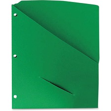 Project Folder, w/Slash Pocket, 3-HP, LTR, 25/PK, Green