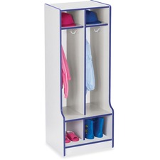 Coat Locker, w/Step, 2 Section, 50.5"x20"x17.5", Blue