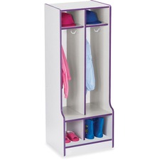 Coat Locker, w/Step, 2 Section, 50.5"x20"x17.5", Purple