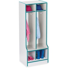 Coat Locker, w/Step, 2 Section, 50.5"x20"x17.5", Teal