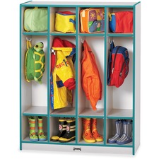Coat Locker, 4 Section, 50-1/2"x39"x15", Teal