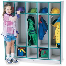 Coat Locker, 5 Section, 50-1/2"x48"x15", Teal