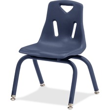 Stacking Chair, Plastic Shell, 14"H Seat, Navy