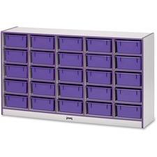 Mobile 25 Tub Storage, w/Bins, 35.5"x60"x15", Purple