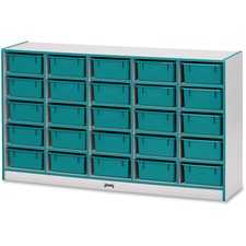 Mobile 25 Tub Storage, w/Bins, 35.5"x60"x15", Teal