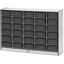 Mobile 30 Tub Storage, w/Bins, 42"x60"x15", Black