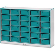Mobile 30 Tub Storage, w/Bins, 42"x60"x15", Teal