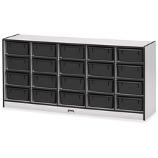 Mobile 20 Tub Storage, No Bins, 29.5"x24.5"x15", Black