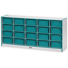 Mobile 20 Tub Storage, w/Bins, 29.5"x24.5"x15", Teal