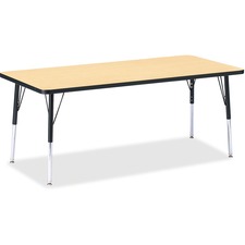 Rectangular Activity Table, 30"x72"x15"-24", Maple/Black