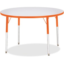 Activity Table, 42" Round, Adult Ht 24"-31", GY/Orange Edge