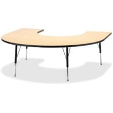 Activity Table, Horseshoe, 24"-31"x66"x60", Maple/Black