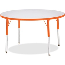 Activity Table, 42" Round, E Height, 15"-24", GY/Orange Edge