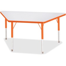Activity Table, Trapezoid, 15"-24"x24"x48", GY/Orange Edge