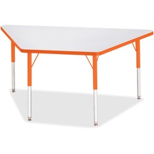 Activity Table, Trapezoid, 24"-31"x30"x60, GY/Orange Edge