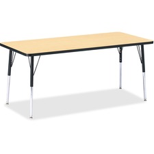 Activity Table, Rectangle, 24"-31"x30"x72", Maple/Black