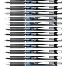 Gel Pen, Retractable, Metal Tip, 0.7mm, 1 DZ, Black Barrel/Ink