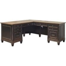 Desk, w/Return, L-Shape, Outlets/Drawers, 60"x76"x31", Vintage BK