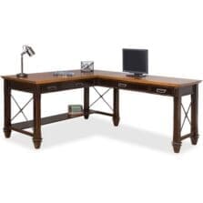 Desk, L-Shape, Drawers/Outlets/Grommets, 60"x76"x31", VintageBK