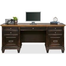 Credenza, 2 Utility Drawer/Grommet, 70"x21"x31", Vintage BK