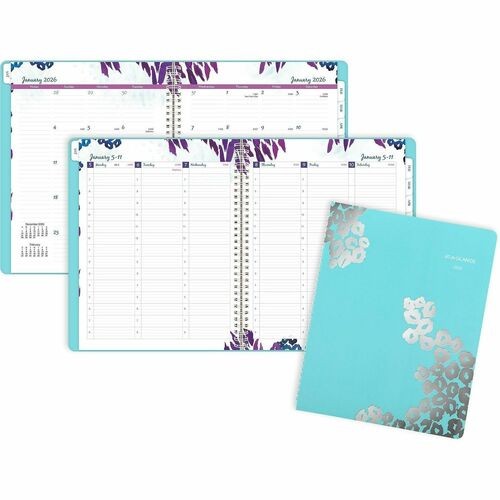 Wild Washes Weekly/Monthly Planner, Flora and Fauna Artwork, 11 x 8.5, Blue Cover, 13-Month: Jan 2026 to Jan 2027