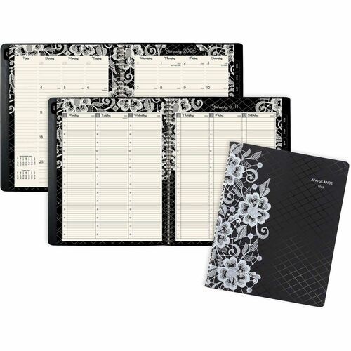 Lacey Weekly Block Format Professional Appointment Book, Lacey Artwork, 11 x 8.5, Black/White, 13-Month: Jan 2026 to Jan 2027