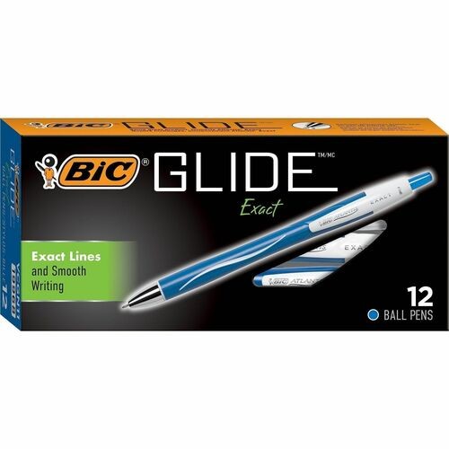 Glide Exact Ballpoint Pen, Retractable, Fine 0.7 Mm, Blue Ink, Blue Barrel, Dozen