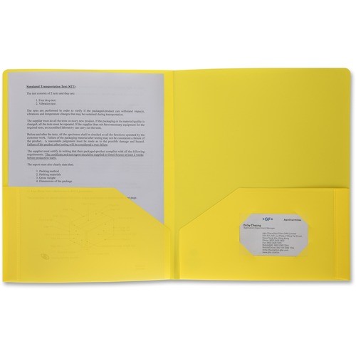 Poly Portfolio, 2 Pocket, LTR, .3mil, Yellow