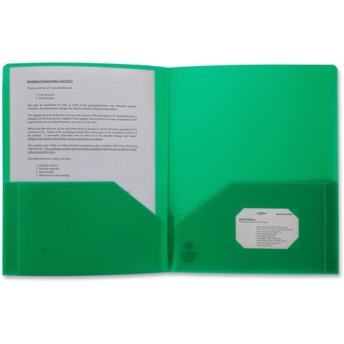 Poly Portfolio, 2 Pocket, LTR, .3mil, Green
