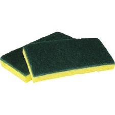 Cellulose Scrubber Sponge, 3-3/16"Wx6-1/4"Lx7/8"H, 5/PK, GN/YW