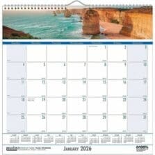 Monthly Wall Calendar, 12"x12", Wirebound, Coastlines