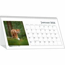 Tent Desk Calendar, Monthly, 8-1/2"x4-1/2", Wirebound, Wildlife