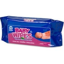 Baby Wipes Refill, Unscented, 80/PK, White