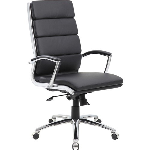 High-back Chair, Executive, Vinyl, 27"x28"x43"-47", Black