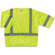 Safety Vest, Economy, Type R, Class 3, Hook/Loop, 2XL/3XL, Lime