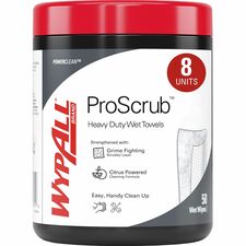 Hand Cleaning Wipes, 12"x9-1/2", 50/Canister, 8/CT, GN