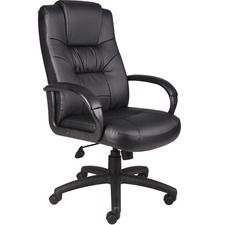 Chair, Executive, High Back, 27"Wx28-1/2"Dx43-1/2"H, Black