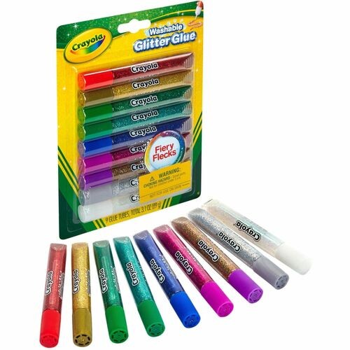 Washable Glitter Glue, 0.35 Oz, Assorted Colors, 9/pack