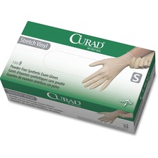 Stretch Vinyl Exam Gloves, Small, 150/BX, Cream