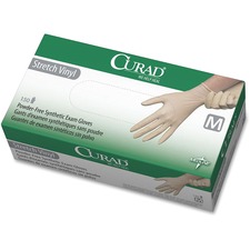 Stretch Vinyl Exam Gloves, Medium, 150/BX, Cream