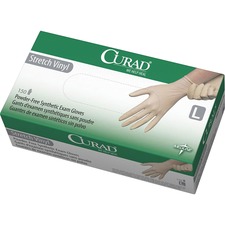 Stretch Vinyl Exam Gloves, Large, 150/BX, Cream