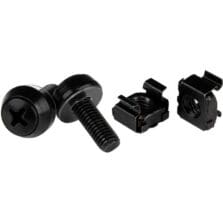 Rack Screw, Cage Nut - 0.47" - Square - Square - Steel - Black - 100 / Pack - TAA Compliant