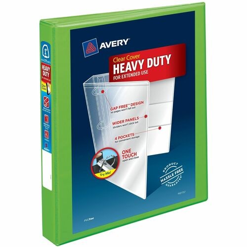 Heavy-Duty View Binder With Durahinge And One Touch Ezd Rings, 3 Rings, 1" Capacity, 11 X 8.5, Chartreuse