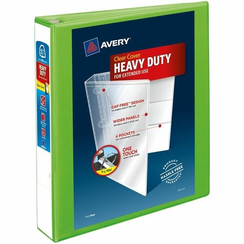 Heavy-Duty View Binder With Durahinge And One Touch Ezd Rings, 3 Rings, 1.5" Capacity, 11 X 8.5, Chartreuse