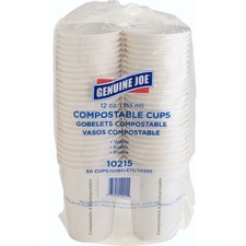 Cups, f/Hot Drinks, Compostable, 12oz, 50/PK, White