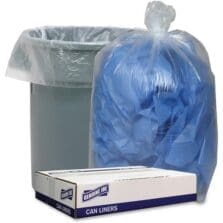 Can Liner, Low-Density, 1.4 mil, 54-56 Gal, 43"x47", 100/CT, Clear