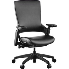 High-back Chair, Leather, 25-1/4"x23-1/4"x40-1/2", Black