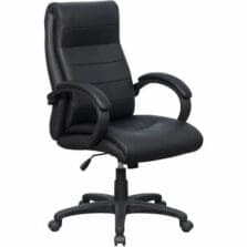 Hi-Back Chair, Leather, 27-3/4"x32"x44-1/2", Black