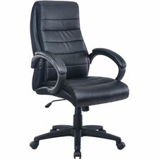 Hi-Back Chair, Leather, 27-3/4"x32"x44-1/2", Black